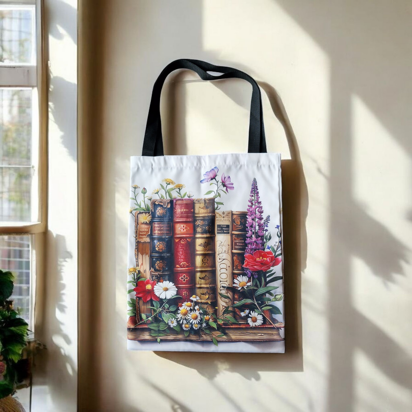White Flower Book Shelf Bag image 0