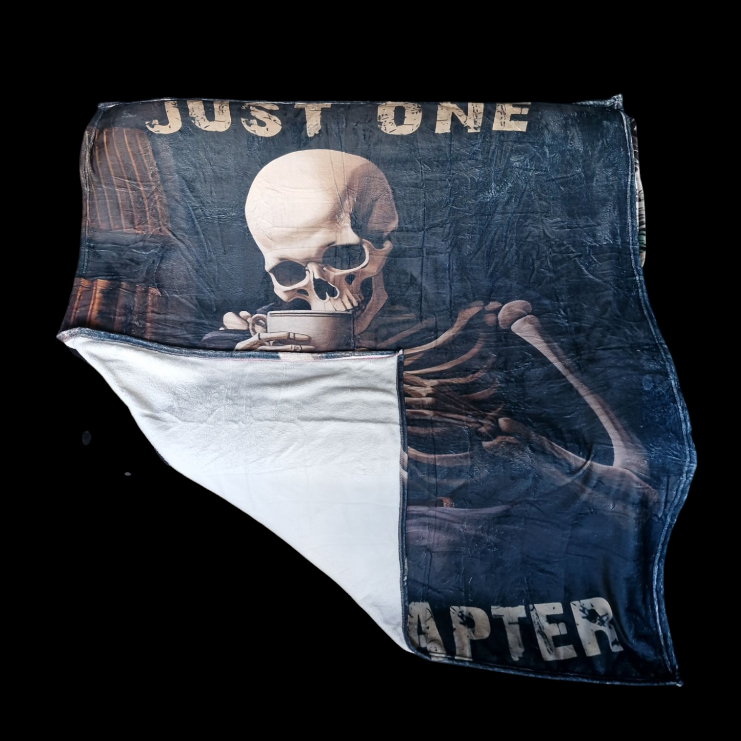 Just One More Chapter Skeleton Reading Blanket image 1