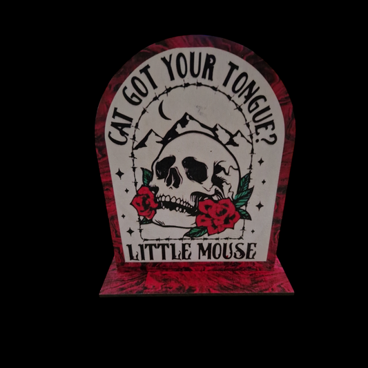 Cat Got Your Tongue? Little Mouse Bookshelf Sign image 0