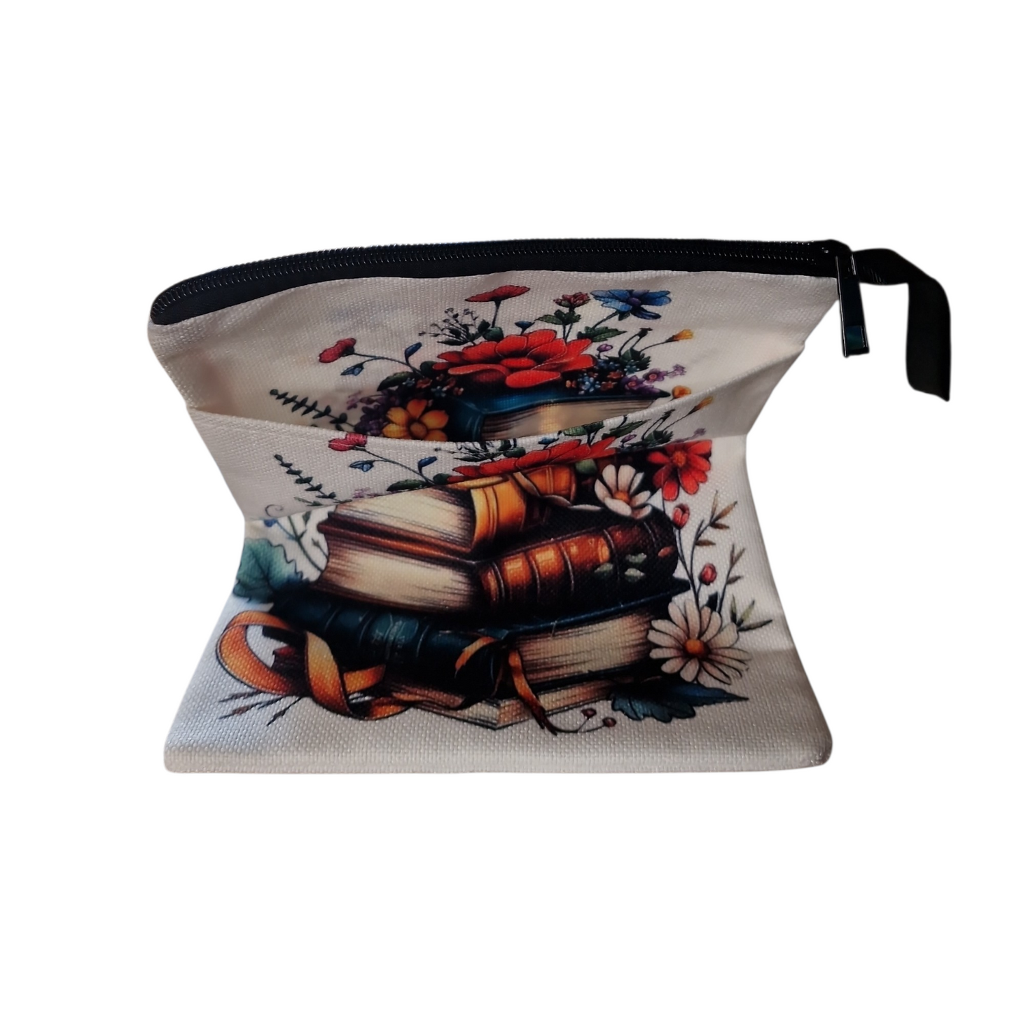 White Flower Bookstack Book Bag
