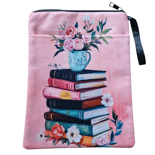 Pink Book Stack Book Bag